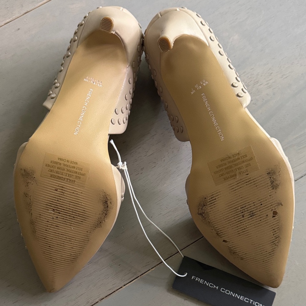 French Connection Beige Studded Heels - Picture 5 of 9